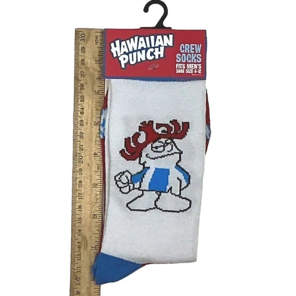 Hawaiian Punch Crew Socks Mens Novelty Funny Print Unisex OS Shoe Size 6-12 New